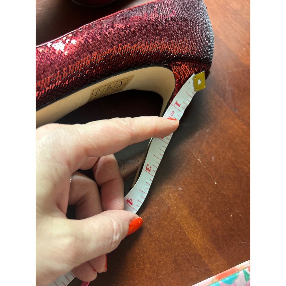 Aldo Stessy Red Sequin Pointed Toe Stiletto Pumps Womens 8 - Picture 11 of 12